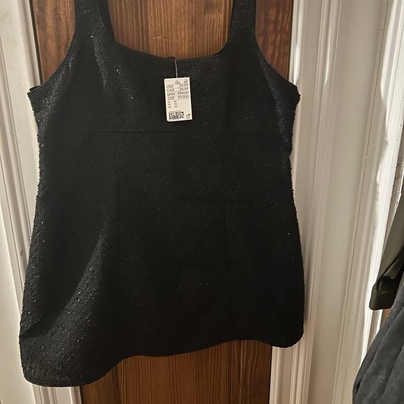 Mini Black Glittery Sleeveless Tweed Dress H&M Size XL NEW WITH TAGS - Picture 1 of 6
